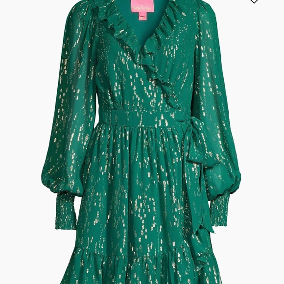 Lilly Pulitzer Emerald and Gold Long Sleeve Dress - Picture 2 of 9